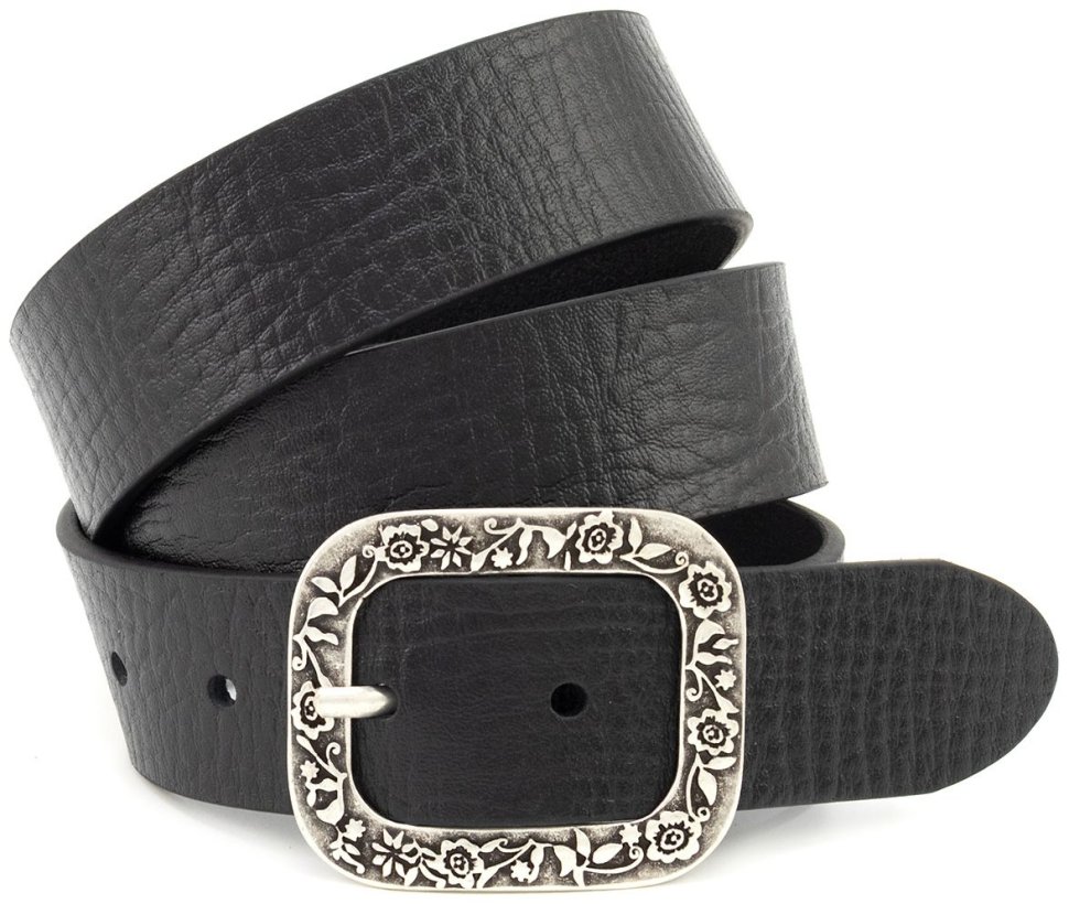 Итальянский женский ремень с пряжкой в стиле винтаж и цветочным орнаментом Gherardini 40817 modnotak фото №1