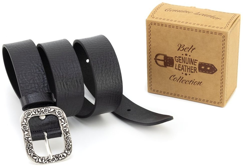 Итальянский женский ремень с пряжкой в стиле винтаж и цветочным орнаментом Gherardini 40817 modnotak фото №6