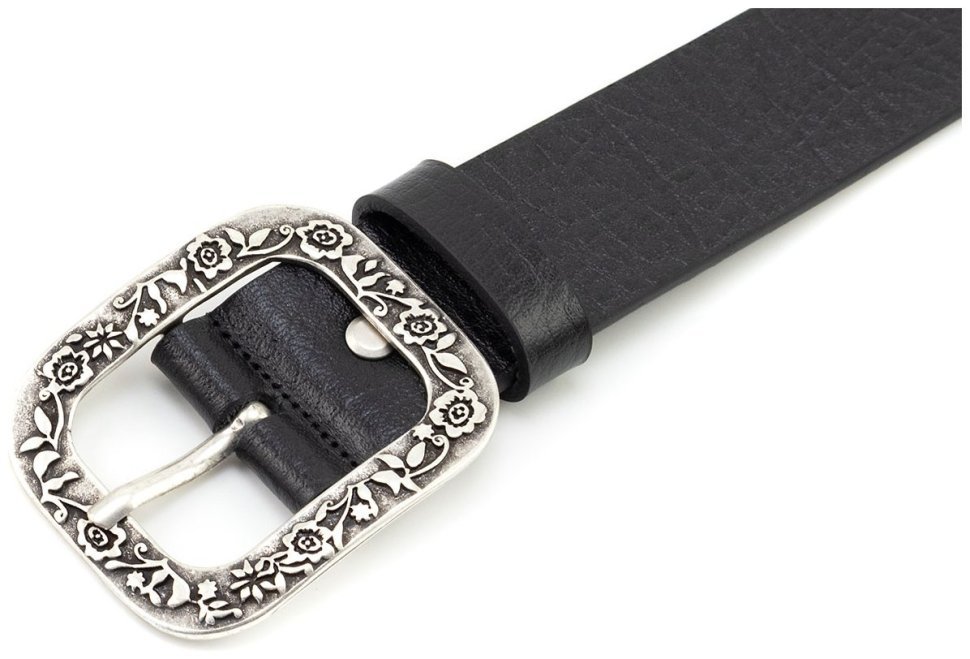 Итальянский женский ремень с пряжкой в стиле винтаж и цветочным орнаментом Gherardini 40817 modnotak фото №2