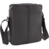 Просторная кожаная сумка черного цвета на плечо Leather Collection (11128) - 1