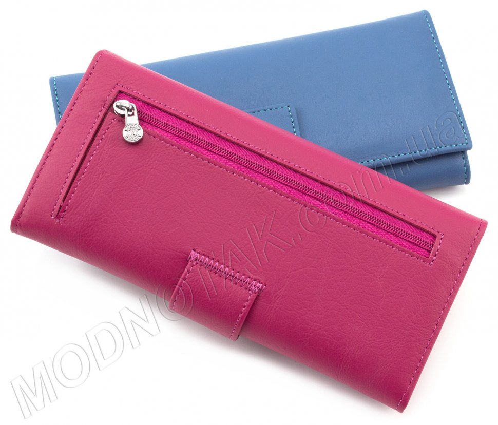 Жіночий шкіряний гаманець на кнопці рожевого кольору BOSTON (17650)