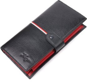 Шкіряний гаманець-клатч із натуральної шкіри чорно-червоного кольору KARYA (2421183)