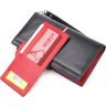 Кожаный кошелек-клатч из натуральной кожи черно-красного цвета KARYA (2421183) - 3
