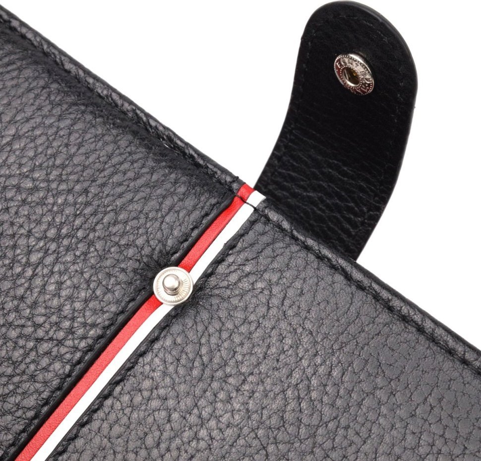 Кожаный кошелек-клатч из натуральной кожи черно-красного цвета KARYA (2421183)