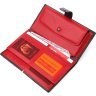 Кожаный кошелек-клатч из натуральной кожи черно-красного цвета KARYA (2421183) - 6