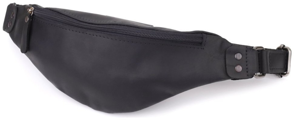 Качественная мужская сумка-бананка из винтажной кожи чёрного цвета Shvigel 95097 modnotak фото №1