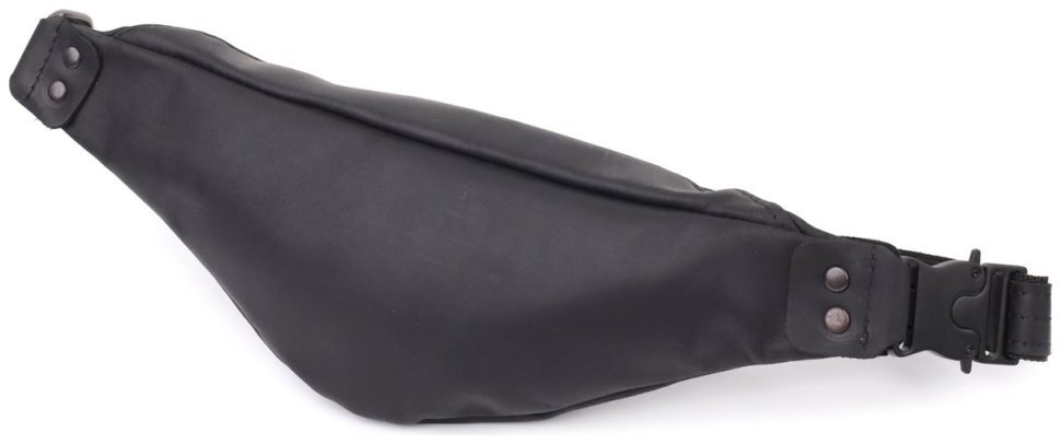 Качественная мужская сумка-бананка из винтажной кожи чёрного цвета Shvigel 95097 modnotak фото №2