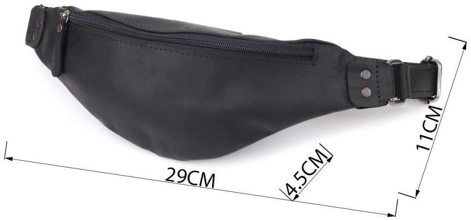 Качественная мужская сумка-бананка из винтажной кожи чёрного цвета Shvigel 95097 modnotak фото №3