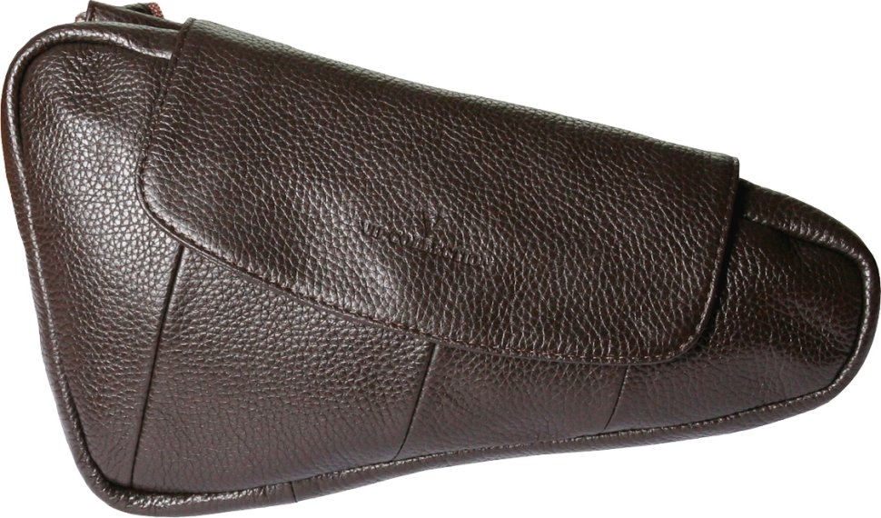 Коричнева чоловіча сумка-слінг із натуральної шкіри з яскраво-вираженою фактурою Vip Collection (21082)