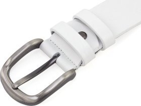 Білий брючний ремінь з гладкої шкіри з класичною пряжкою REMAR (35521)
