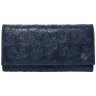 Большой женский кошелек синего цвета из натуральной кожи с тиснением цветов Desisan 106797 на кнопке modnotak фото - 1