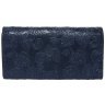Большой женский кошелек синего цвета из натуральной кожи с тиснением цветов Desisan 106797 на кнопке modnotak фото - 2