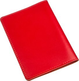 Шкіряна жіноча обкладинка на паспорт червоного кольору з написом SHVIGEL (2413975)