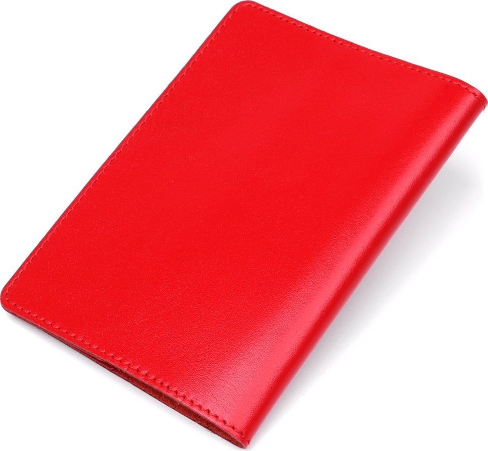 Кожаная женская обложка на паспорт красного цвета с надписью SHVIGEL (2413975)