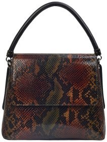 Лакированная женская сумка из натуральной кожи с ручкой для носки Desisan 106997 разноцветная под змею