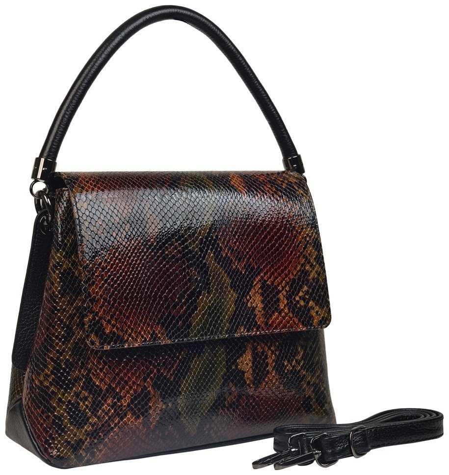 Лакированная женская сумка из натуральной кожи с ручкой для носки Desisan 106997 разноцветная под змею фото №2 Лакированная женская сумка из натуральной кожи с ручкой для носки Desisan 106997 разноцветная под змею modnotak фото №2