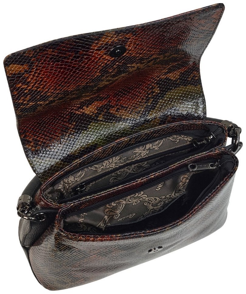 Лакированная женская сумка из натуральной кожи с ручкой для носки Desisan 106997 разноцветная под змею фото №6 Лакированная женская сумка из натуральной кожи с ручкой для носки Desisan 106997 разноцветная под змею modnotak фото №6