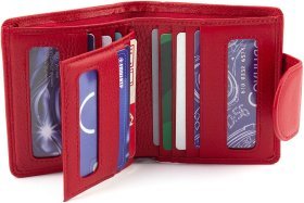 Невеликий жіночий гаманець із натуральної шкіри червоного кольору на кнопці ST Leather 1767297