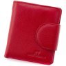 Невеликий жіночий гаманець із натуральної шкіри червоного кольору на кнопці ST Leather 1767297