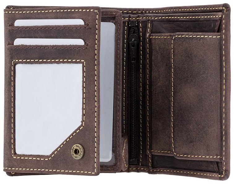 Миниатюрное мужское портмоне из винтажной кожи коричневого цвета Visconti Spear 77397