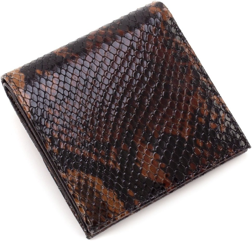 Коричневый женский кошелек из натуральной кожи под змею Karya 67497