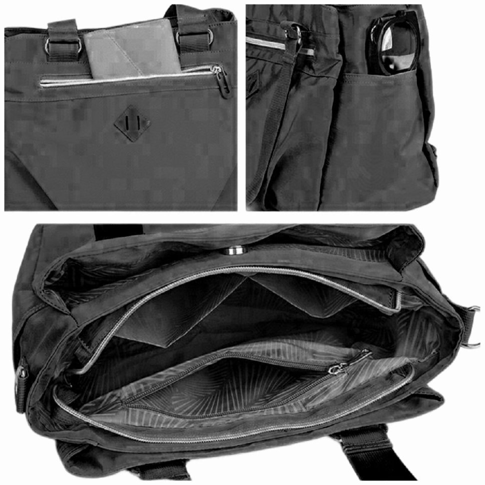 Повседневная женская сумка среднего размера из текстиля черного цвета Confident 77597