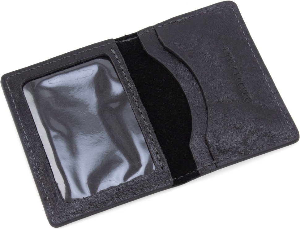 Шкіряна обкладинка чорного кольору під ID-документи з гербом ЗСУ - Grande Pelle 67797