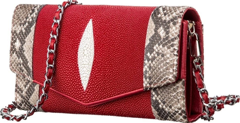 Сумка-клатч из фактурной кожи морского ската красного цвета STINGRAY LEATHER (024-18216) фото №1 Сумка-клатч из фактурной кожи морского ската красного цвета STINGRAY LEATHER (024-18216) modnotak фото №1