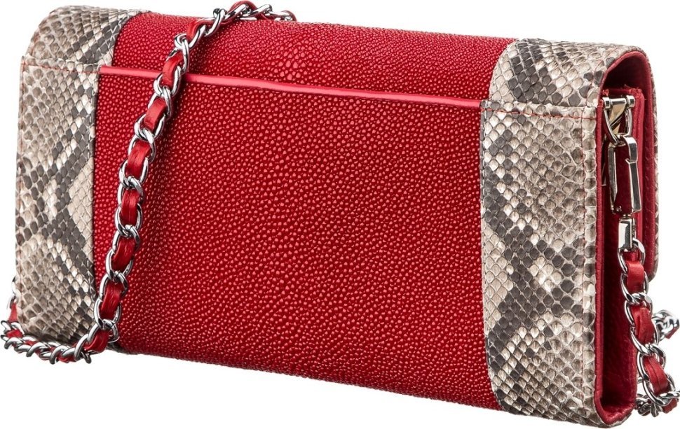 Сумка-клатч из фактурной кожи морского ската красного цвета STINGRAY LEATHER (024-18216) фото №2 Сумка-клатч из фактурной кожи морского ската красного цвета STINGRAY LEATHER (024-18216) modnotak фото №2