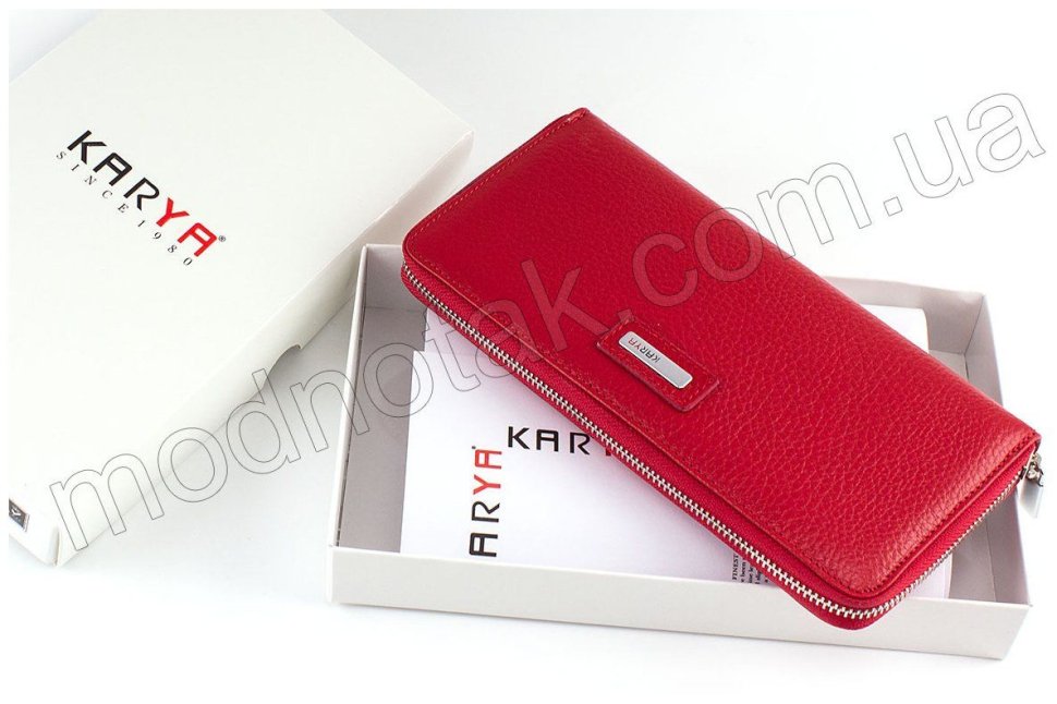 Червоний тонкий гаманець з натуральної шкіри KARYA (0951-46)