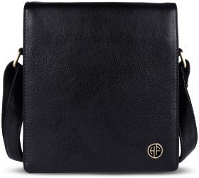 Чоловіча сумка планшет через плече із натуральної фактурної шкіри чорного кольору Hammonds Flycatcher SB1159 Black