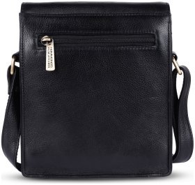 Чоловіча сумка планшет через плече із натуральної фактурної шкіри чорного кольору Hammonds Flycatcher SB1159 Black