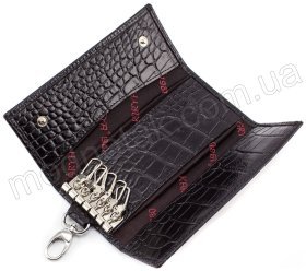 Кожаная ключница с тиснением под рептилию KARYA (16588)