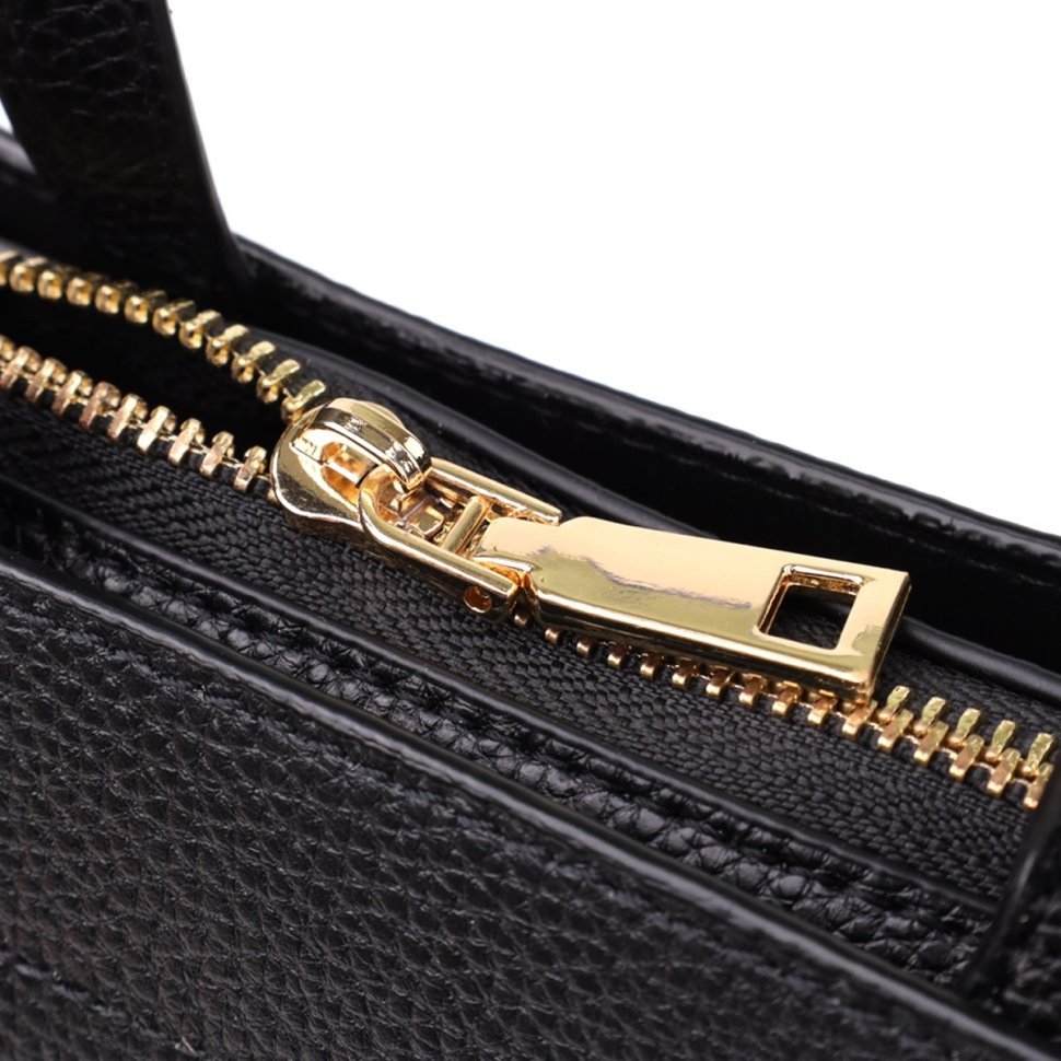 Повсякденна жіноча сумка у формі трапеції із фактурної шкіри чорного кольору Vintage 98197 фото №5 Повсякденна жіноча сумка у формі трапеції із фактурної шкіри чорного кольору Vintage 98197 modnotak фото №5