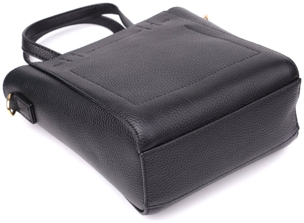 Повсякденна жіноча сумка у формі трапеції із фактурної шкіри чорного кольору Vintage 98197 фото №6 Повсякденна жіноча сумка у формі трапеції із фактурної шкіри чорного кольору Vintage 98197 modnotak фото №6