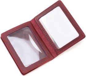 Женская бордовая обложка для автодокументов из натуральной кожи Grande Pelle (13072)