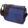 Текстильна чоловіча сумка наплічна синього кольору для ноутбука 13 дюймів Vintage 2422203 - 1