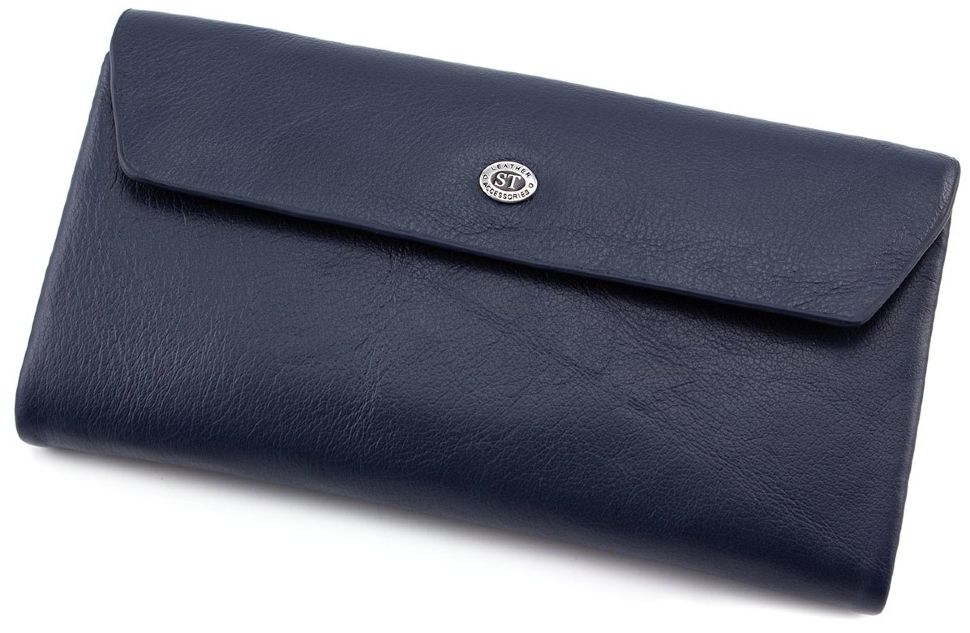 Мужской кожаный кошелек синего цвета ST Leather (16687)
