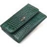Зелений жіночий гаманець середнього розміру з натуральної шкіри з тисненням під рептилію CANPELLINI (2421588) - 1