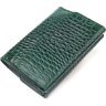 Зелений жіночий гаманець середнього розміру з натуральної шкіри з тисненням під рептилію CANPELLINI (2421588) - 2