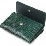 Зелений жіночий гаманець середнього розміру з натуральної шкіри з тисненням під рептилію CANPELLINI (2421588) - 3
