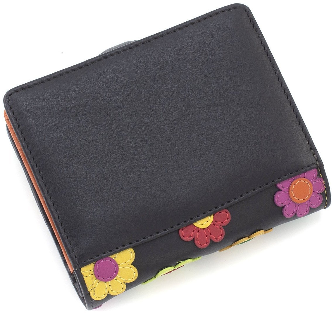 Компактный женский кошелек из натуральной кожи с разноцветными цветами Visconti Sunshine 68897