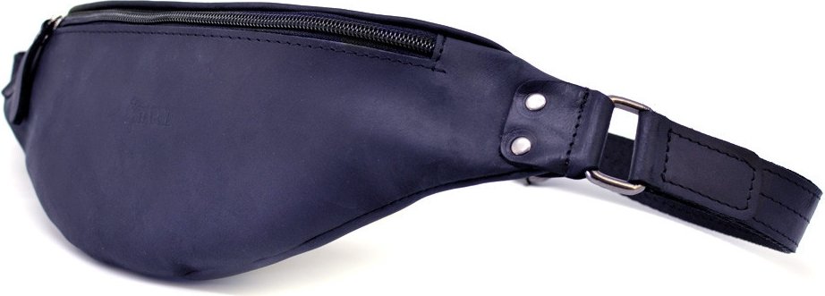 Кожаная поясная сумка-бананка синего цвета в винтажном стиле TARWA (21625)