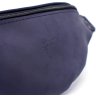 Кожаная поясная сумка-бананка синего цвета в винтажном стиле TARWA (21625) - 6