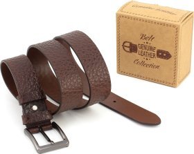 Итальянский коричневый ремень из кожи буйвола Gherardini 40673-GHBR