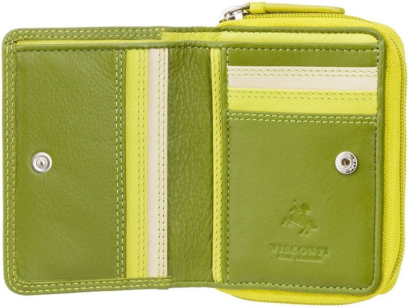 Небольшой кожаный женский кошелек зеленого цвета с RFID - Visconti Hawaii 69097