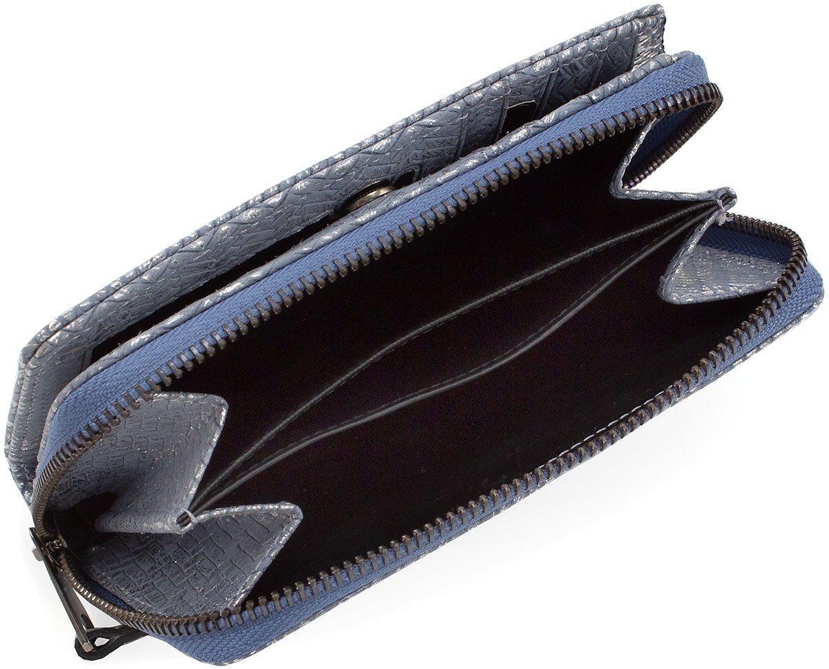Блакитний жіночий гаманець з натуральної шкіри з візерунком Tony Bellucci (12486)