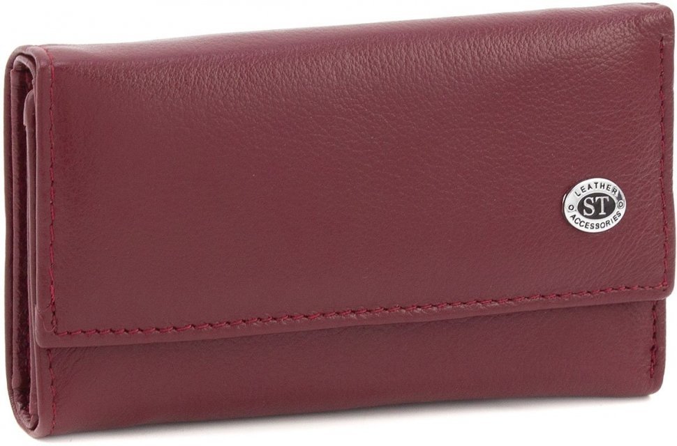 Жіноча ключниця бордового кольору з натуральної шкіри ST Leather (14022)