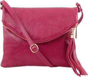 Яскраво-рожева жіноча сумка-кроссбоді з натуральної шкіри Tuscany Leather Young Bag (21726)