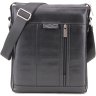 Кожаная мужская сумка-планшет черного цвета с молниевой застежкой Tom Stone (10998) - 2